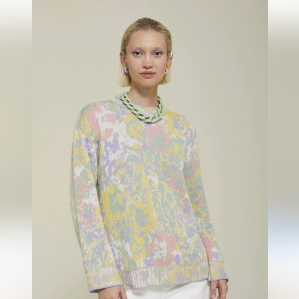 Ottod'ame pastel floral crew neck sweater sz 8